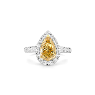 Pearshape Halo Ring/Yellow