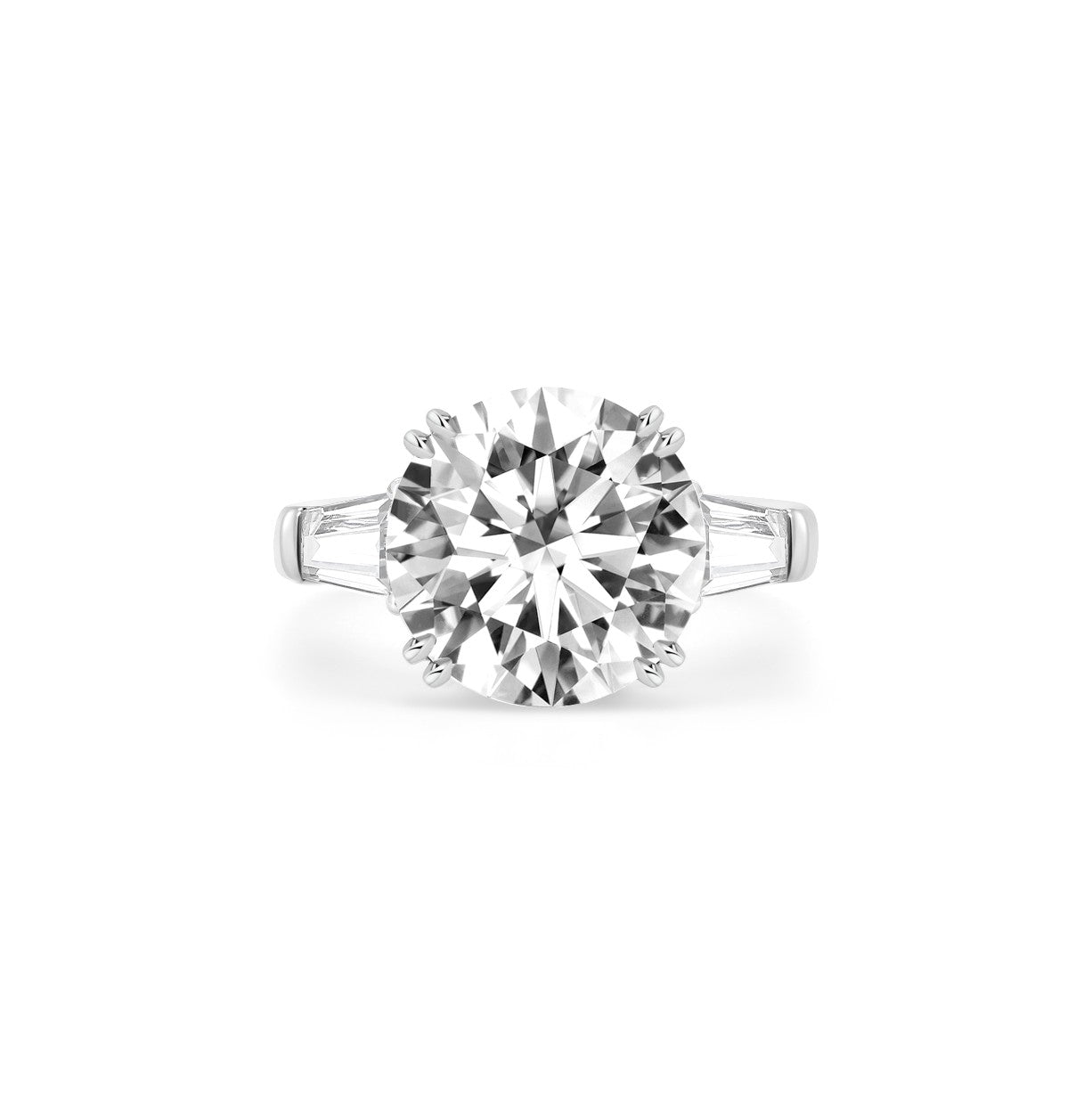 Round Diamond Ring (with Tapered Baguette)
