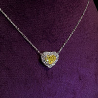 Heartshape Halo Necklace/Yellow