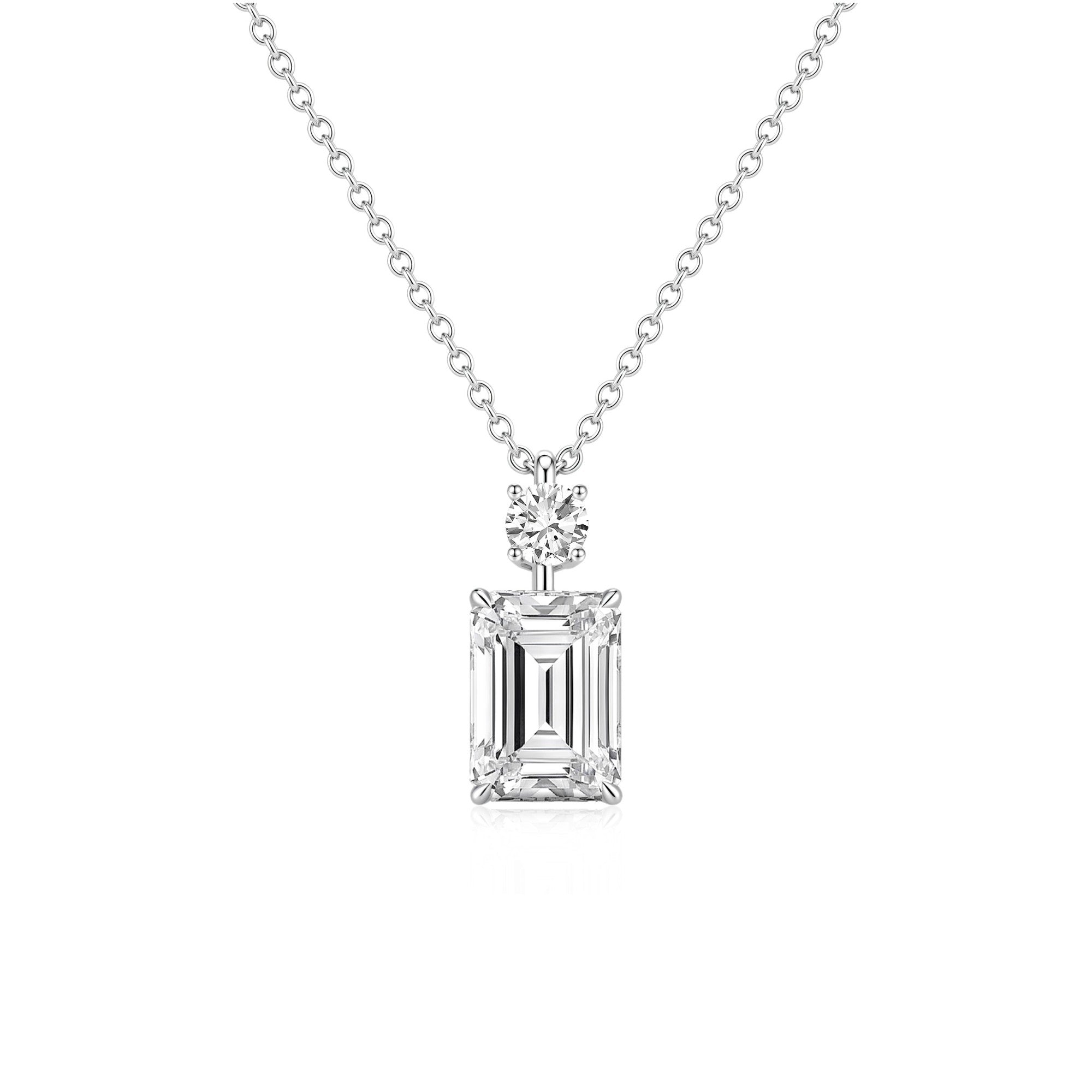 Emerald & round  Solitaire Pendant