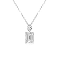 Emerald & round  Solitaire Pendant
