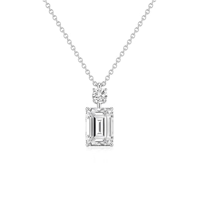 Emerald & round  Solitaire Pendant