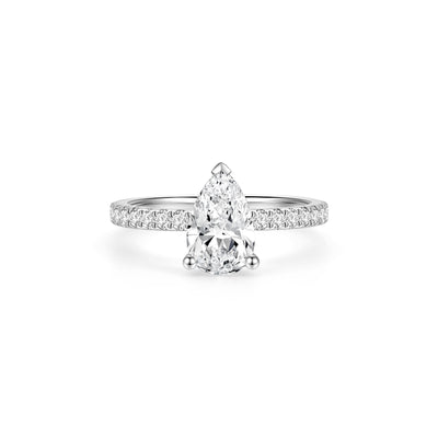 Pear Solitaire Pave Ring
