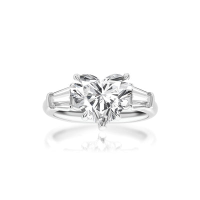 Heart Diamond Ring (with Tapered Baguette)