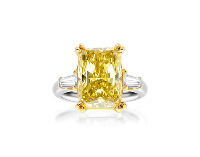Radiant Yellow Diamond Ring(with Tapered Baguette)