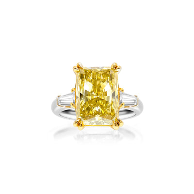 Radiant Yellow Diamond Ring(with Tapered Baguette)