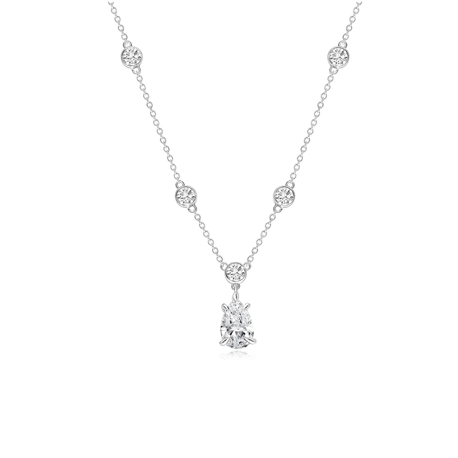 Pearshape rondelle-chain Drop Necklace