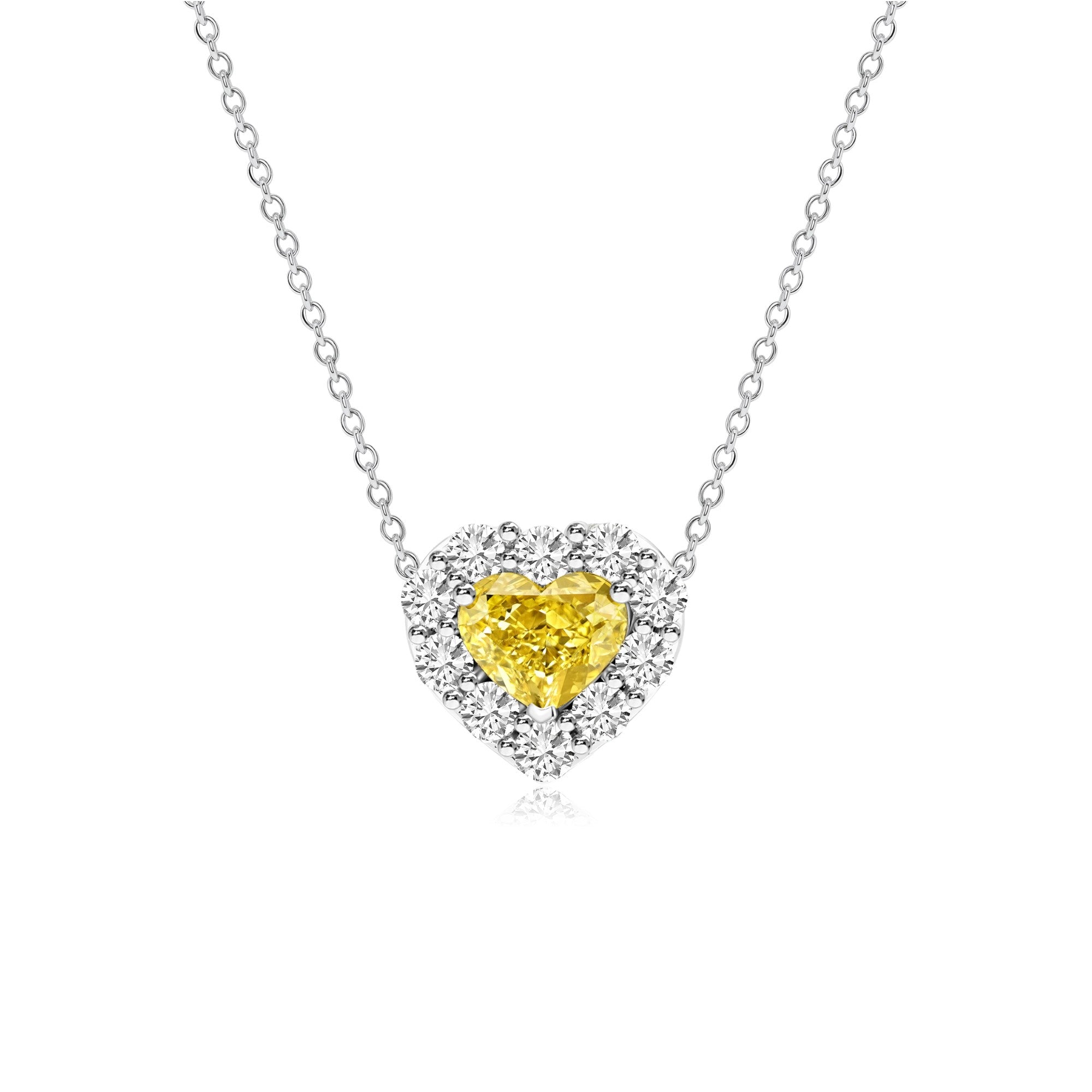 Heartshape Halo Necklace/Yellow