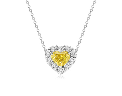 Heartshape Halo Necklace/Yellow