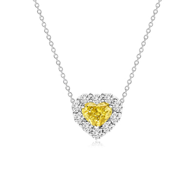 Heartshape Halo Necklace/Yellow