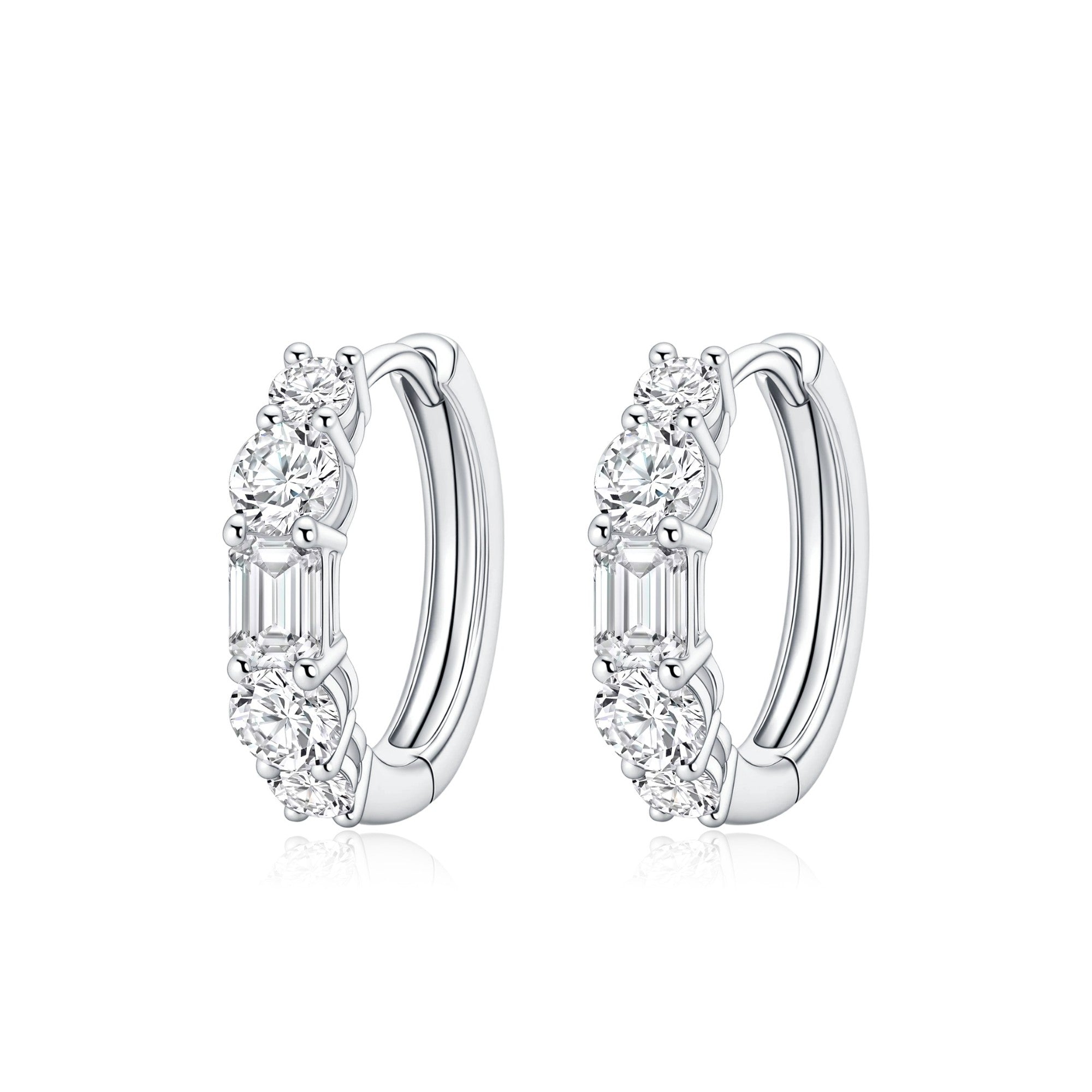 Round & Emerald Cut micro Hoop Earrings