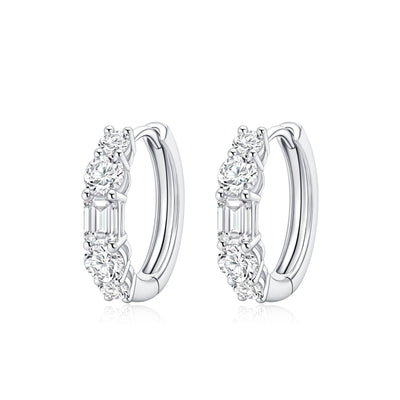 Round & Emerald Cut micro Hoop Earrings