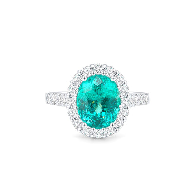 Oval Paraiba Halo Ring