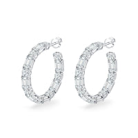 Round & Emerald Cut Hoop Earrings