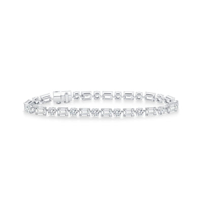 Round & Emerald Cut Tennis Bracelet