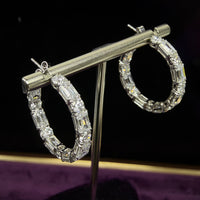 Round & Emerald Cut Hoop Earrings