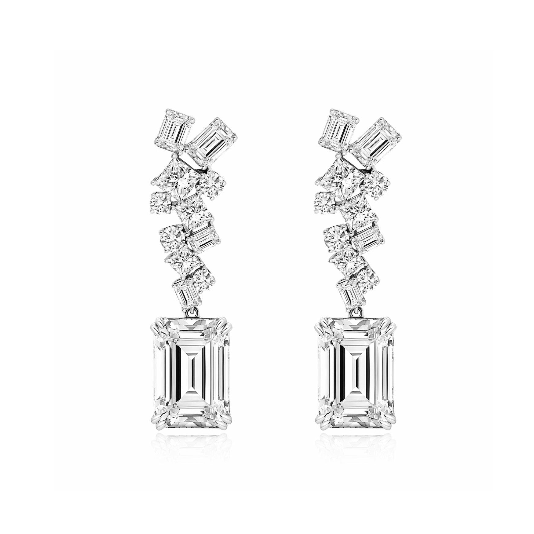 Emeraldcut Mix Drop Earrings