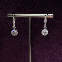 Round Halo Drop Earrings