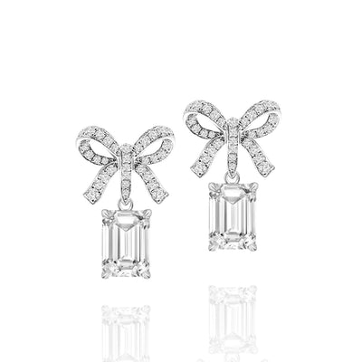 VALMORÉ Bow Drop Emerald Earrings