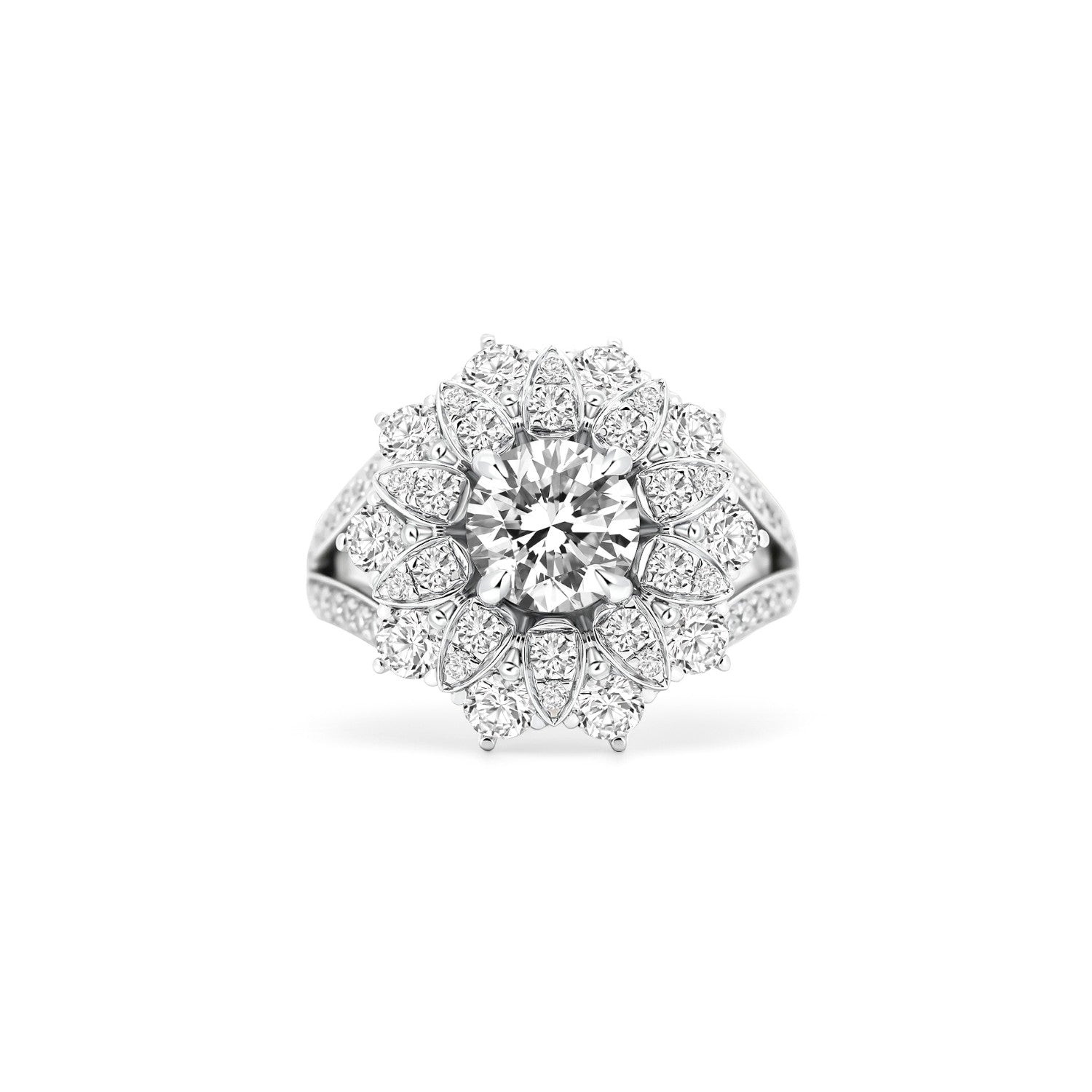 Flower Halo Diamond Ring
