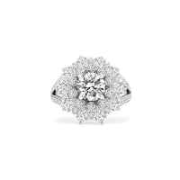 Flower Halo Diamond Ring