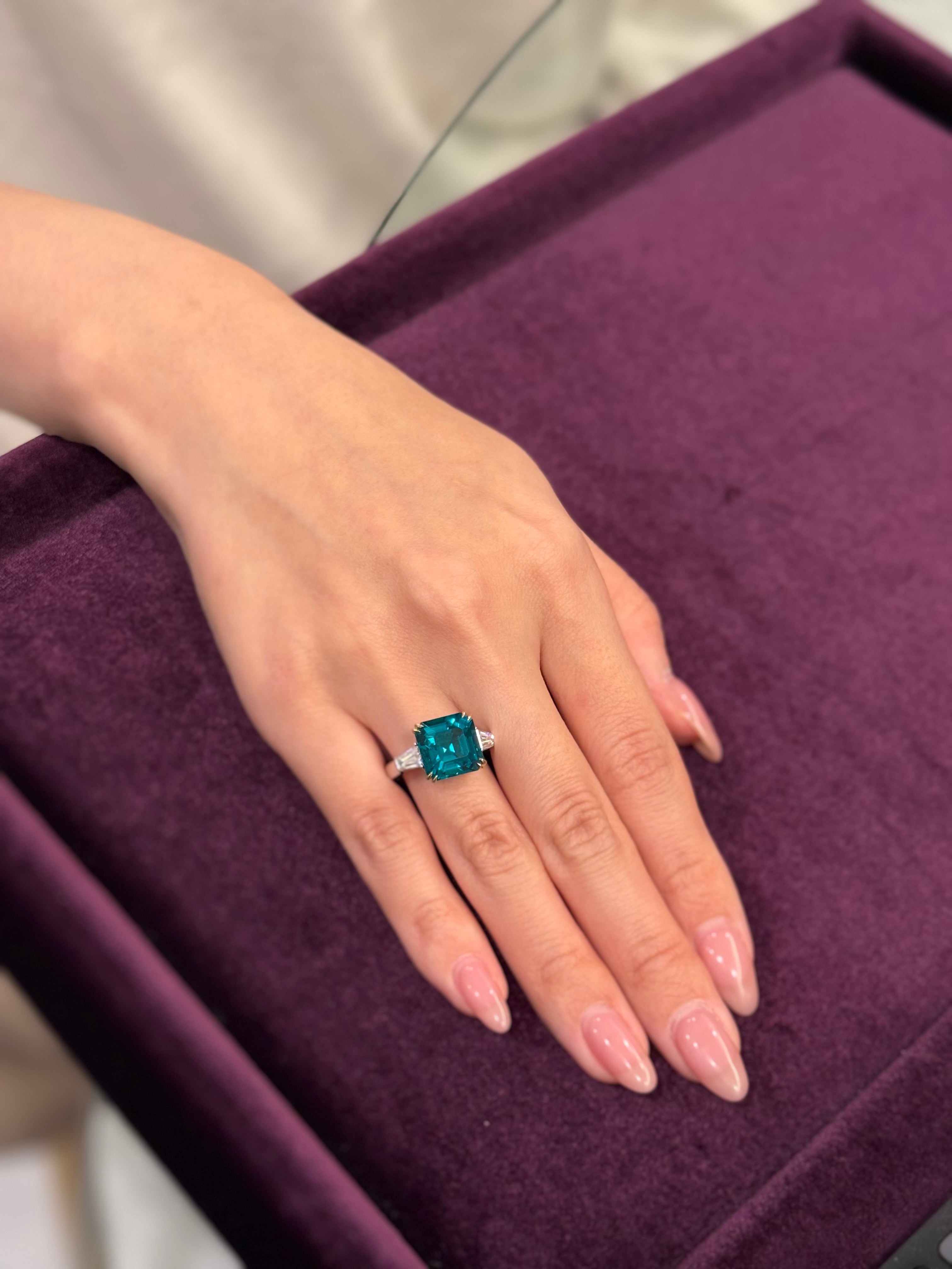 Asscher Emerald Ring (with Tapered Baguette)