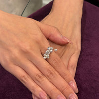 Open Pearl Diamond Ring