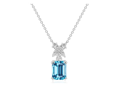 Marquise Flower Aquamarine Necklace