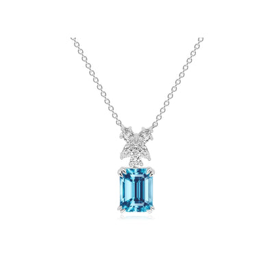 Marquise Flower Aquamarine Necklace