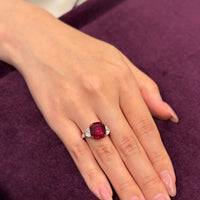 Cushion Pigeon’s Blood Ruby Ring(with Diamond Side)