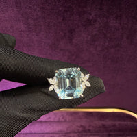 Marquise Flower Aquamarine Ring