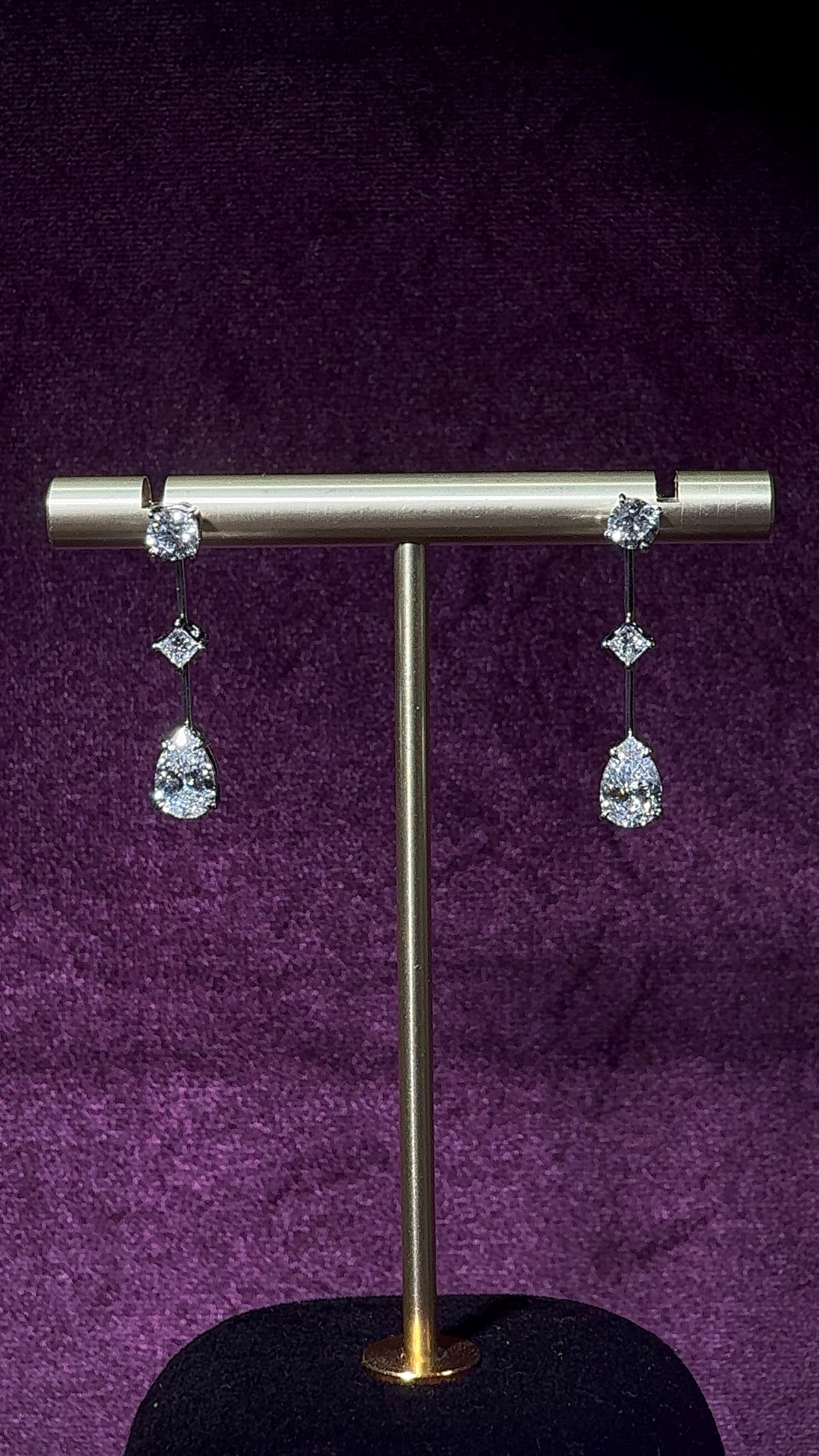 Triple Diamond Drop Earrings