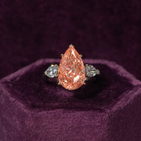 Pink Diamond Pearshape Ring(with Pear Side Stones)