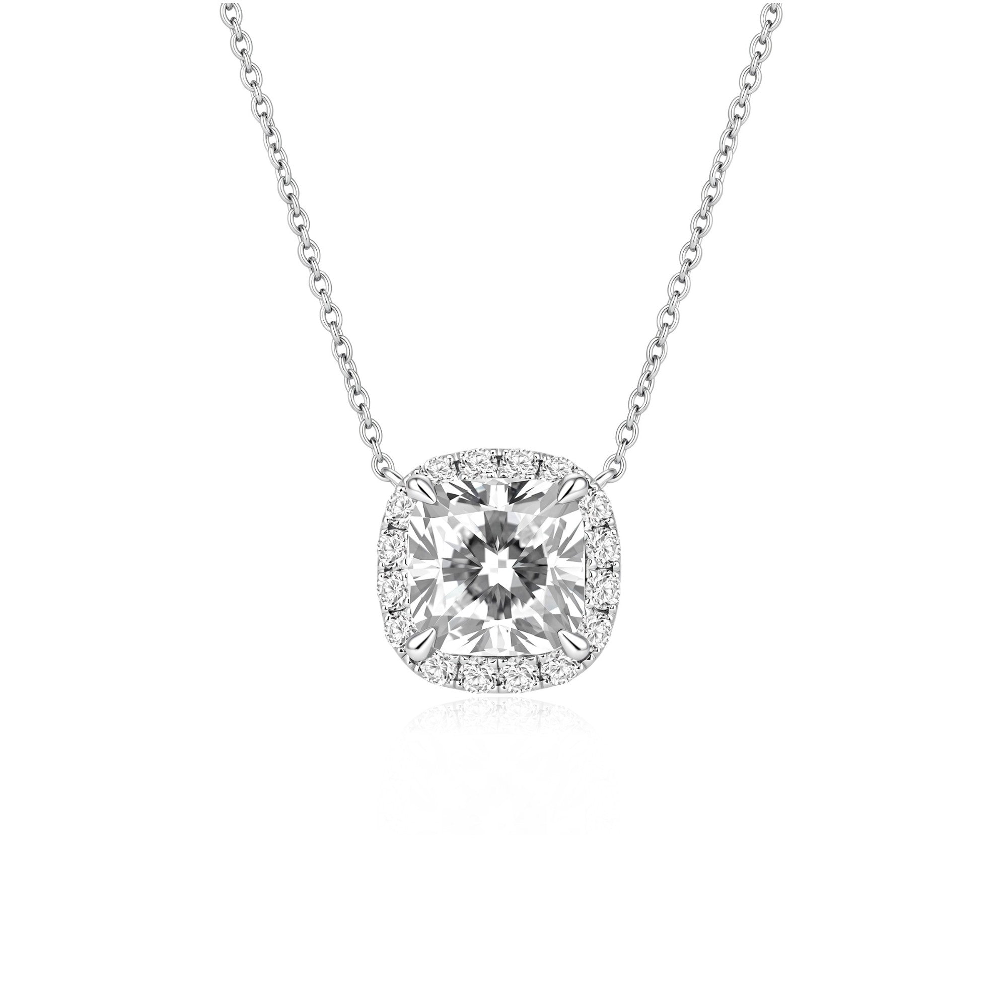 Cushion Brilliant Pave Halo Pendant