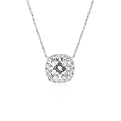 Cushion Brilliant Pave Halo Pendant