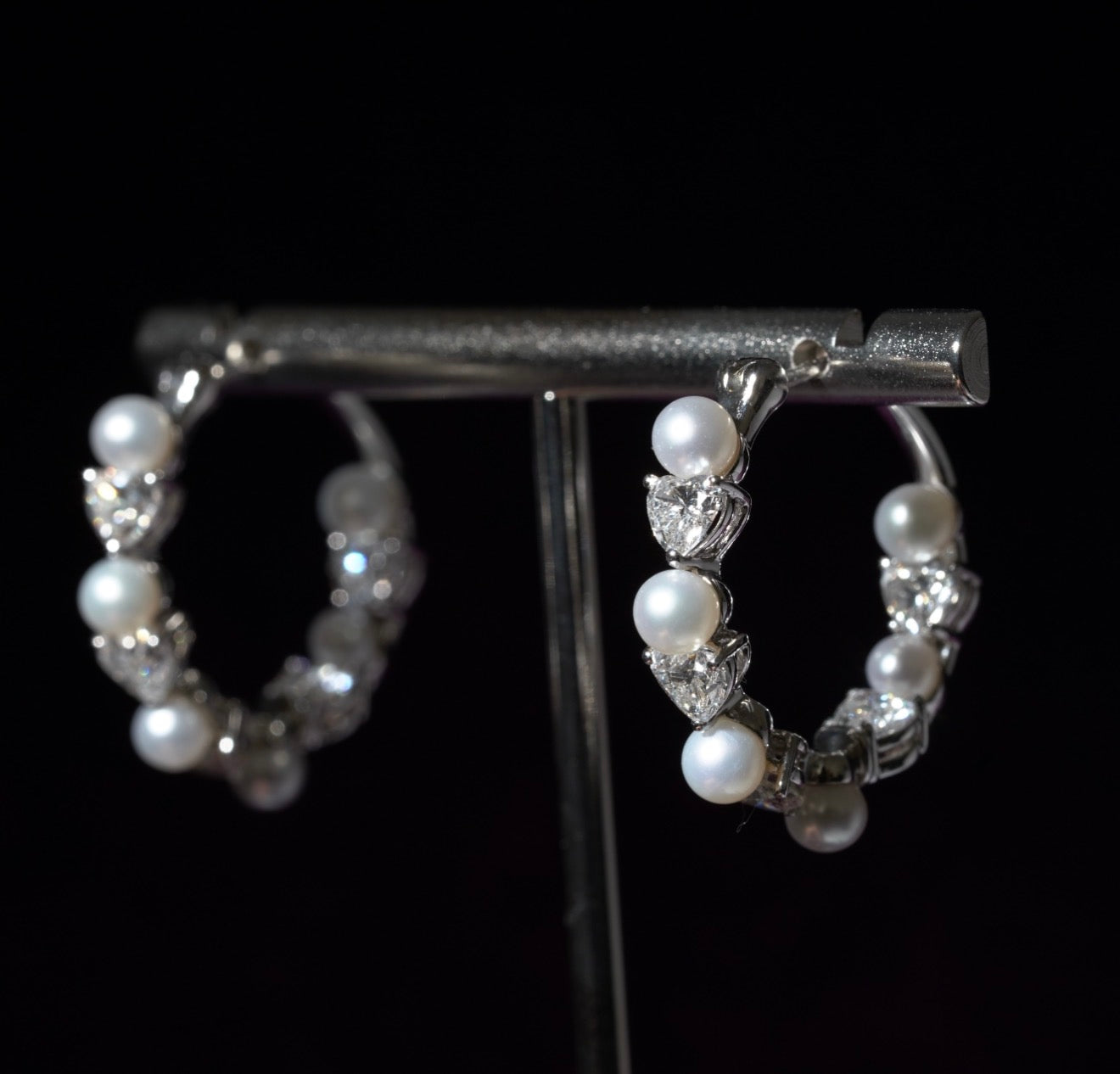 Pearl & Diamond Hoop Earrings