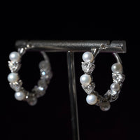 Pearl & Diamond Hoop Earrings