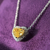 Heartshape Micropave Halo Necklace /Yellow