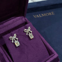 VALMORÉ Bow Drop Emerald Earrings