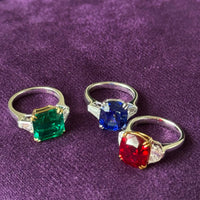Cushion Pigeon’s Blood Ruby Ring(with Diamond Side)