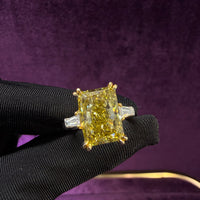 Radiant Yellow Diamond Ring(with Tapered Baguette)