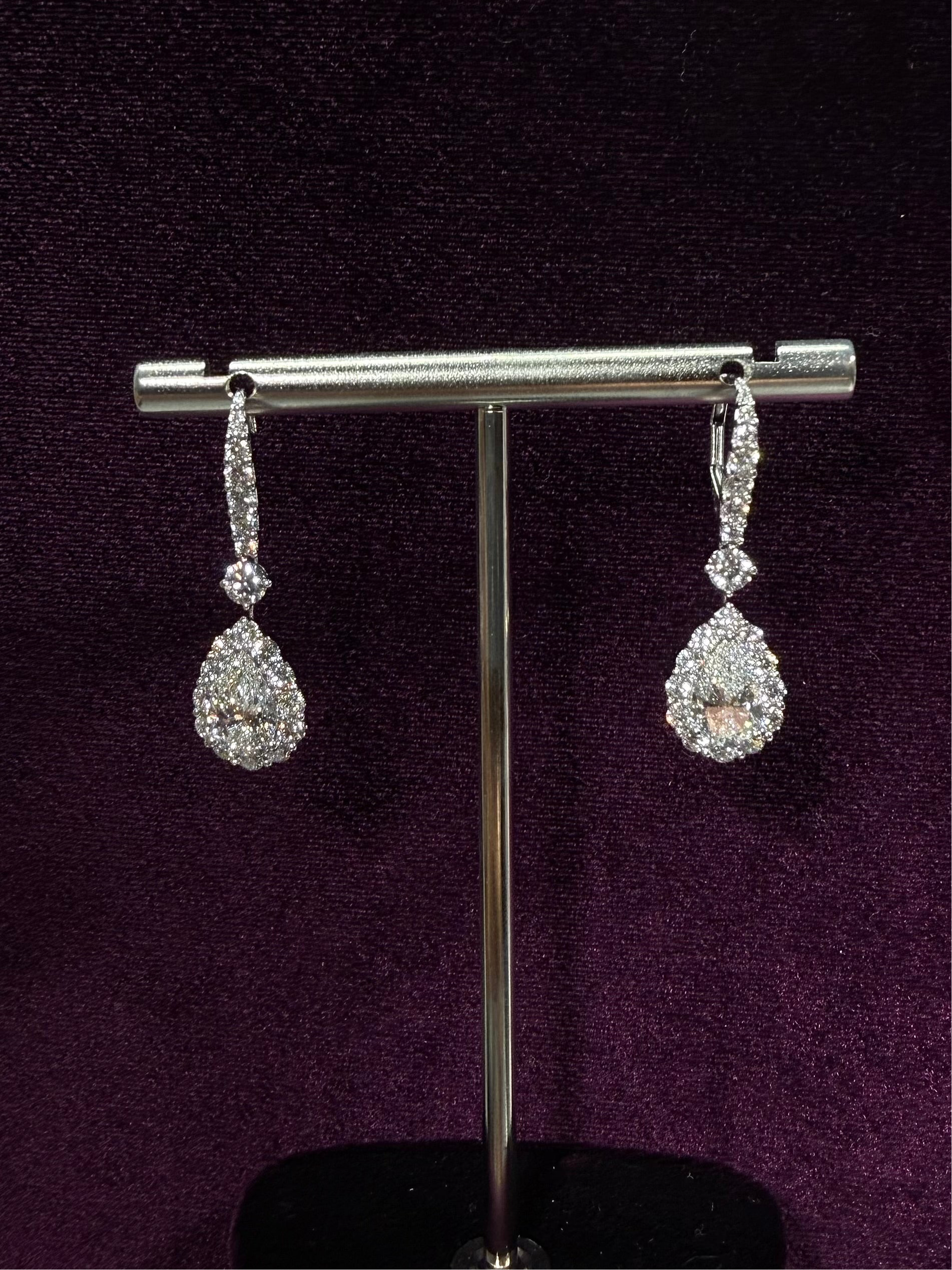 Pearshape Halo Drop Earrings