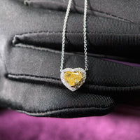 Heartshape Micropave Halo Necklace /Yellow