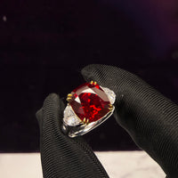 Cushion Pigeon’s Blood Ruby Ring(with Diamond Side)