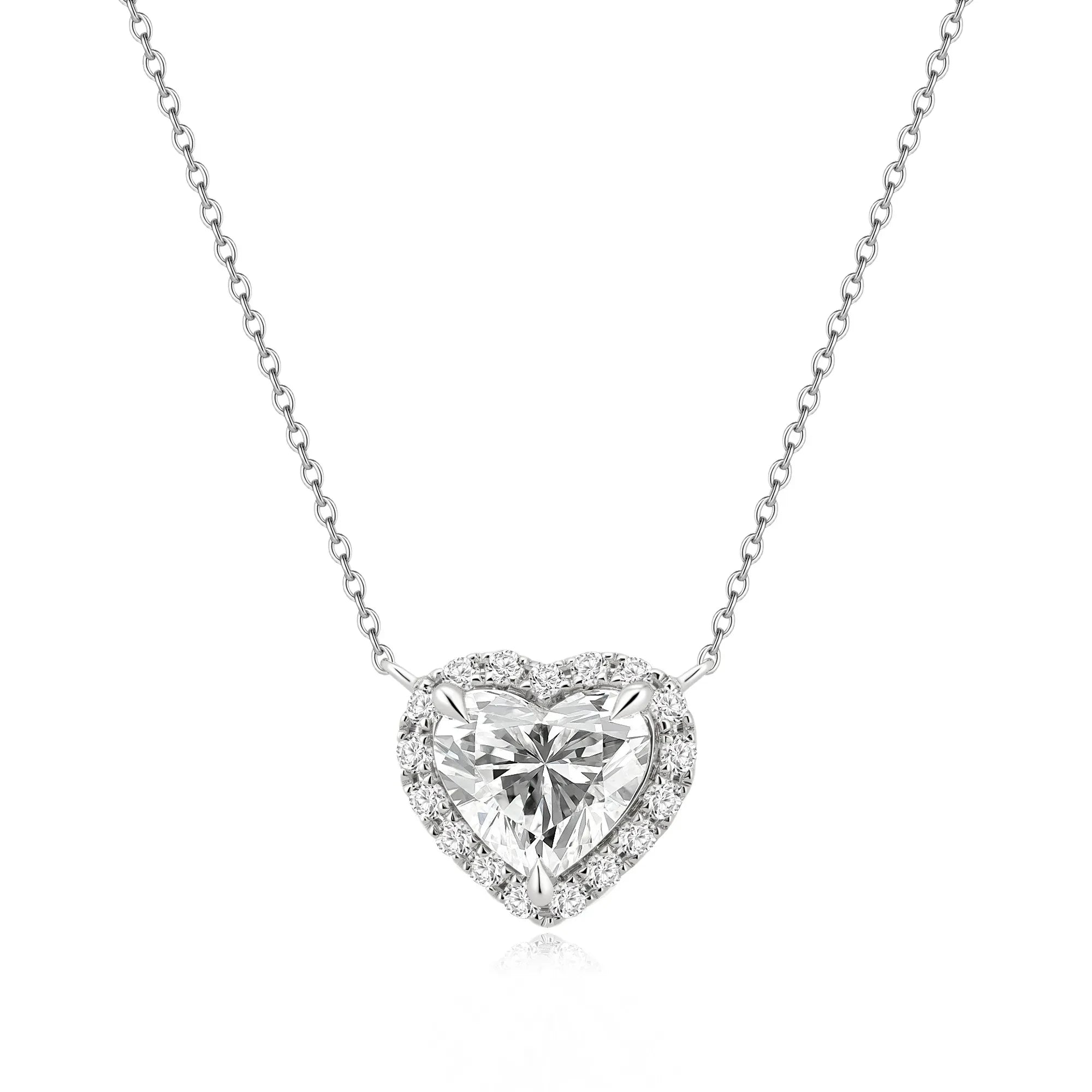 ハートシェイプ2ct×マイクロパヴェヘイローのペンダント。Pt950。DカラーVVS1〜VS、IGI鑑定書付のLab Grown Diamondをご用意。サイズ・地金オーダー対応可。制作期間3〜5週間。