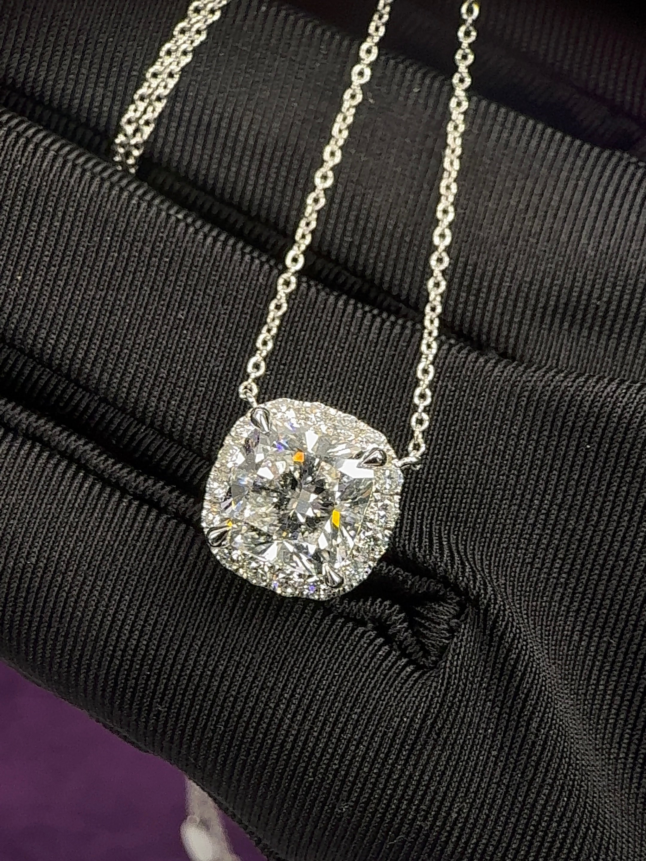 Cushion Brilliant Pave Halo Pendant
