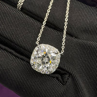 Cushion Brilliant Pave Halo Pendant