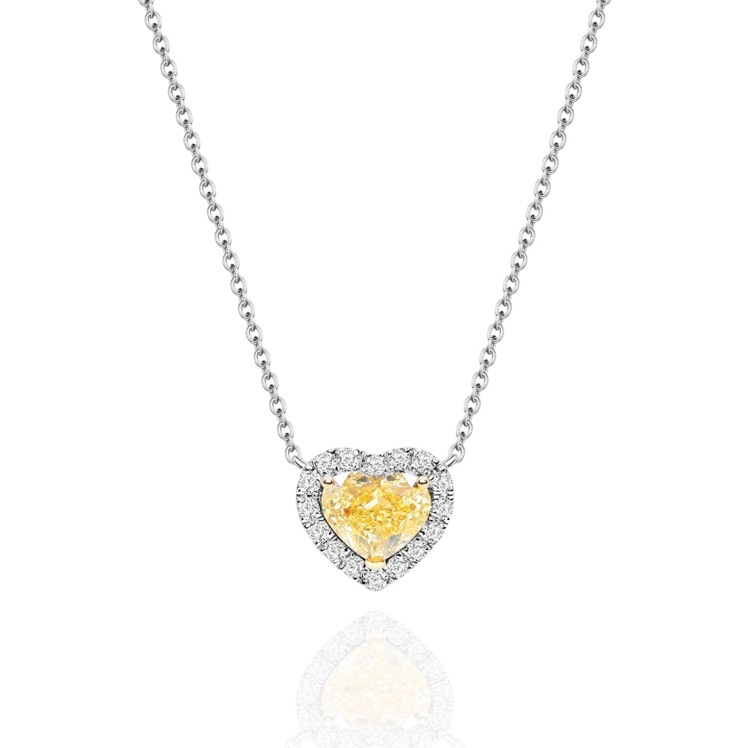 Heartshape Micropave Halo Necklace /Yellow