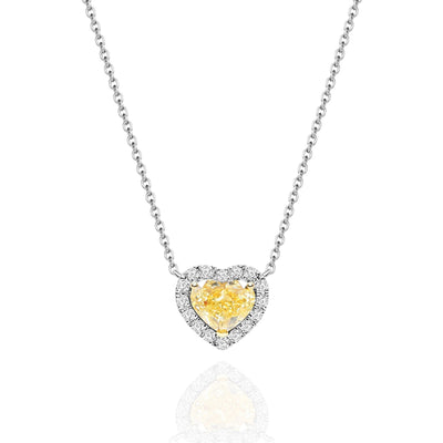 Heartshape Micropave Halo Necklace /Yellow