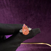 Pink Diamond Pearshape Ring(with Pear Side Stones)